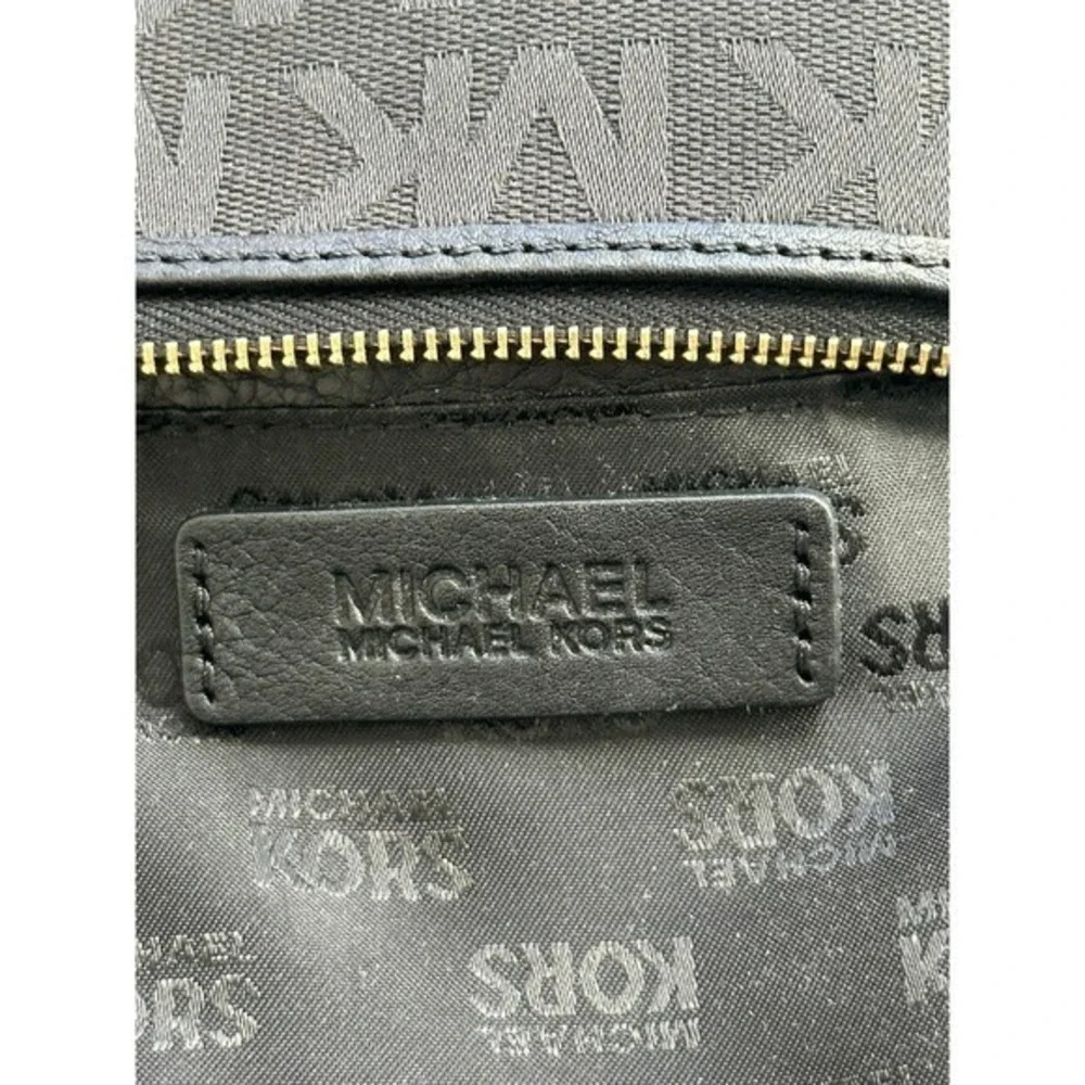 Michael Kors MK Signature Wristlet Black Gold Zip Clutch‎ Pouch PVC
